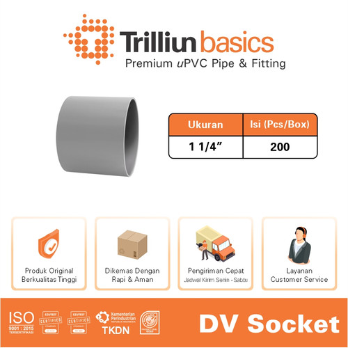 Fitting Pipa uPVC Trilliunbasics DV Socket 1 1/4" Inch