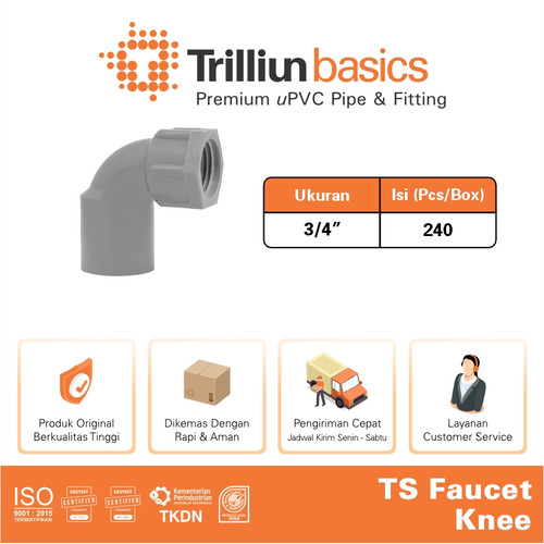 Fitting Pipa uPVC Trilliunbasics TS Faucet Elbow - 3/4" Inch