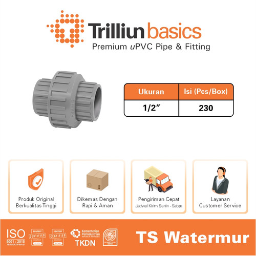 Fitting Pipa uPVC Trilliunbasics Water Mur Socket 1/2" Inch