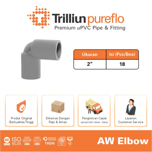 Fitting Pipa uPVC Trilliunpureflo AW Elbow - 2"