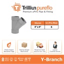 Fitting Pipa uPVC Trilliunpureflo D Y-Branch 4" x 4" Inch