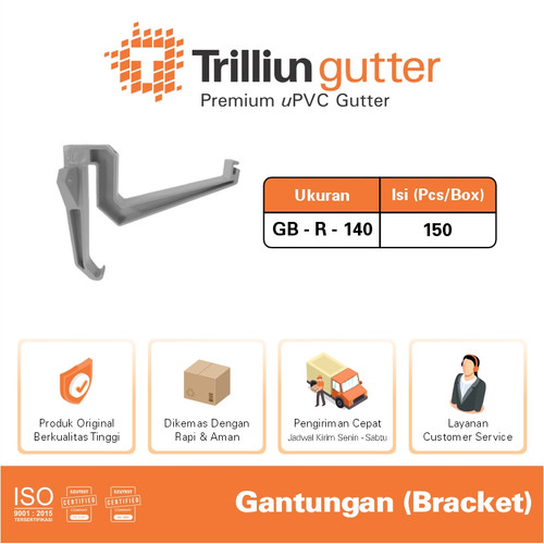 Fitting Talang uPVC Trilliun Bracket (140) - Talang Air Gantungan