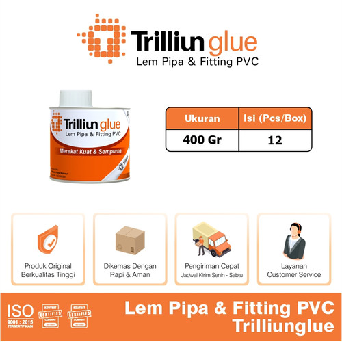 Lem Pipa & Fitting PVC Trilliunglue Kaleng 400gr