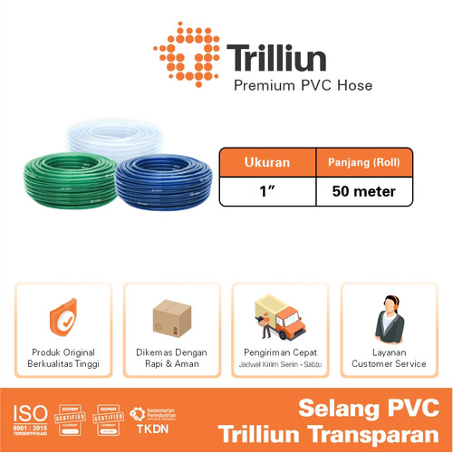 Selang Air PVC Trilliun Transparan 1" Inch - 50 Meter