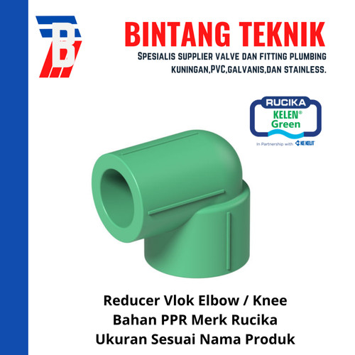 Reducer Vlok Elbow / Knee PPR 3/4" x 1/2" (25 x 20 mm) Rucika