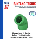 Elbow / Knee PPR 1/2" inch (20 mm) Rucika 45 Derajat