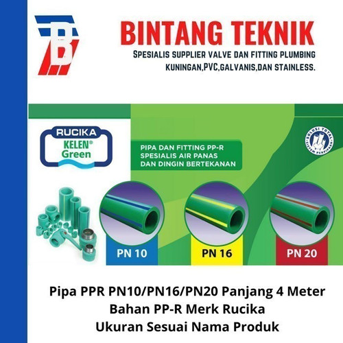 Pipa PPR Rucika 3/4" inch (DN 25 mm) PN16 Panjang 4 Meter