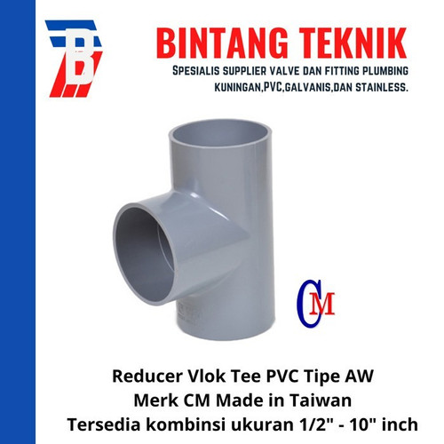 Reducer Vlok Tee 6" x 3" PVC AW Merk CM Taiwan