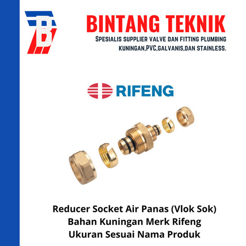 Reducer Socket Air Panas 1" (2025) x 3/4" (1620) Kuningan Rifeng