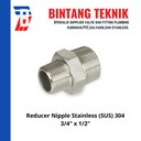 Double Nepel / Reducer Nepel (Nipple) 3/4" x 1/2" Stainless 304 #150