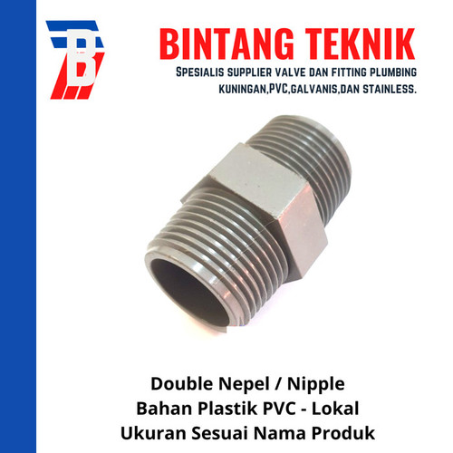 Double Nepel PVC 1 1/2" inch Lokal