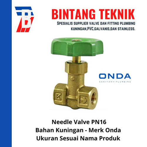 Needle Valve 3/8" inch Kuningan Onda