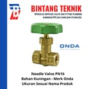 Needle Valve 3/8" inch Kuningan Onda