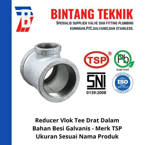 Redcuer Vlok Tee 1 1/2" x 1 1/2"x 1/2" Besi Galvanis TSP