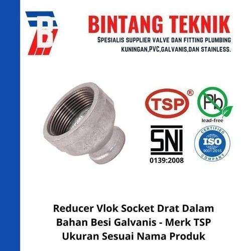 Reducer Vlok Sok 2" x 1 1/2" Besi Galvanis TSP