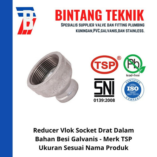 Reducer Vlok Sok 1 1/4" x 1/2" Besi Galvanis TSP