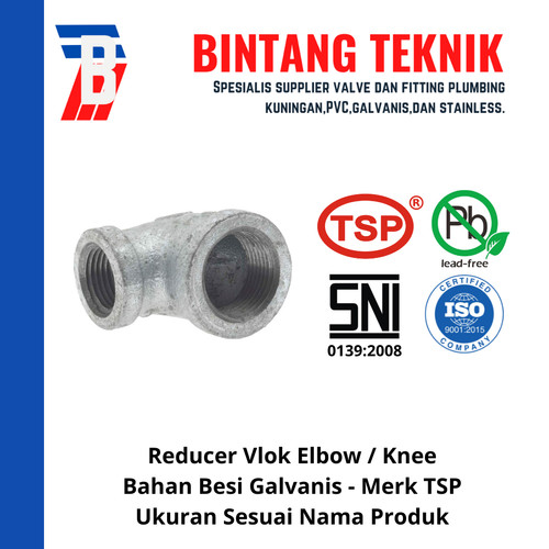 Reducer Elbow / Knee 3/4" x 1/2" Besi Galvanis TSP