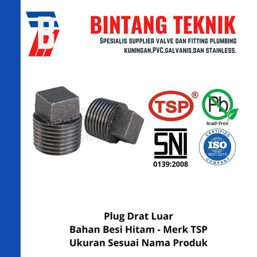 Plug 1 1/2" inch Besi Hitam TSP