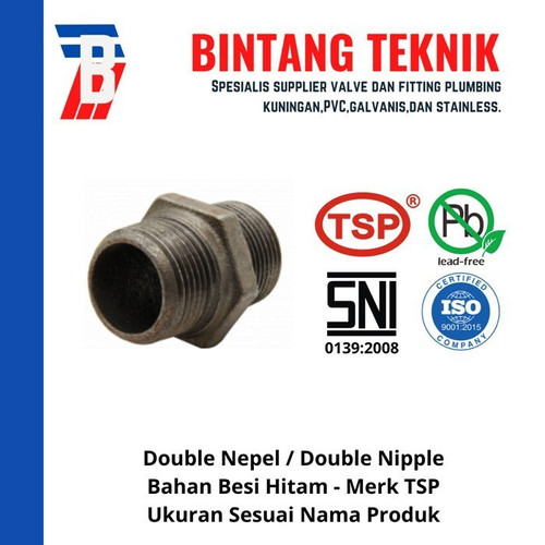 Double Nepel 1 1/2" inch Besi Hitam TSP