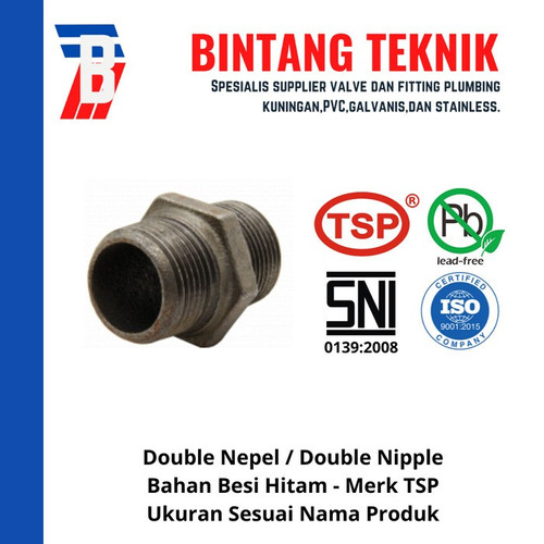 Double Nepel 1" inch Besi Hitam TSP