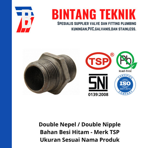 Double Nepel 3/4" inch Besi Hitam TSP