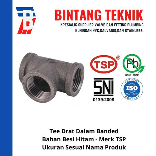 Tee 1 1/2" inch Besi Hitam TSP Drat Dalam