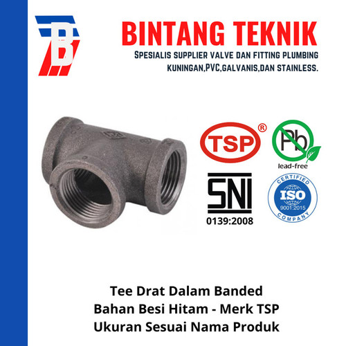 Tee 3/4" inch Besi Hitam TSP Drat Dalam