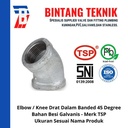 Elbow / Knee 1" inch Besi Galvanis TSP 45 Derajat