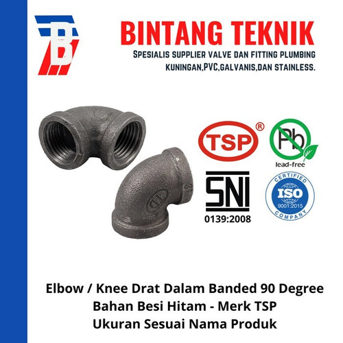 Elbow / Knee 1 1/4" inch Besi Hitam TSP 90 Derajat