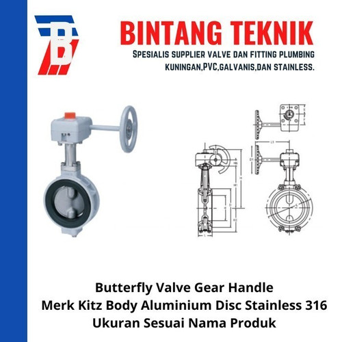 Butterfly Valve Kitz 8" inch Aluminimum Gear Handle