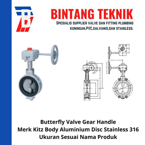 Butterfly Valve Kitz 4" inch Aluminimum Gear Handle