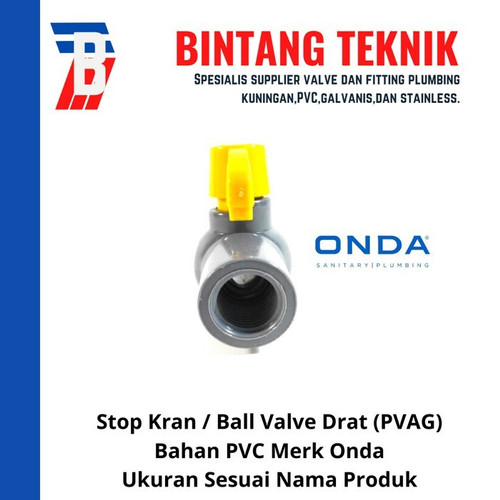 Stop Kran / Ball Valve PVC 2" inch Onda PVAG (Drat)