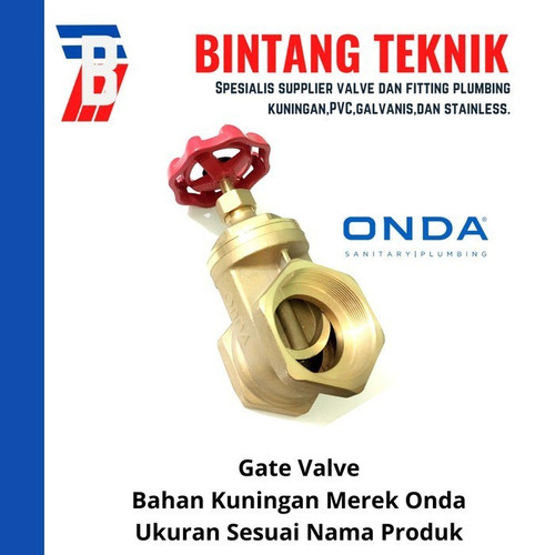 Gate Valve 1 1/2" inch Kuningan Onda