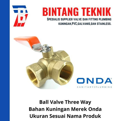 Ball Valve Three Way 2" inch Kuningan Onda