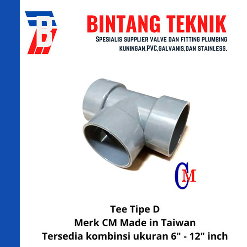 Tee 12" inch PVC D Merk CM Taiwan