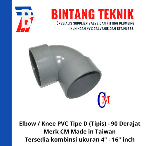 Elbow / Knee 16" inch PVC D Merk CM Taiwan 90 Derajat