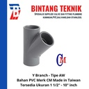 Y Branch 10" x 6" inch PVC AW Merk CM Taiwan