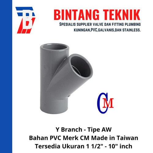 Y Branch 4" x 2 1/2" inch PVC AW Merk CM Taiwan