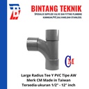 Large Radius Tee Y 2 1/2" inch PVC AW Merk CM Taiwan