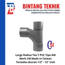 Large Radius Tee Y 1 1/2" inch PVC AW Merk CM Taiwan