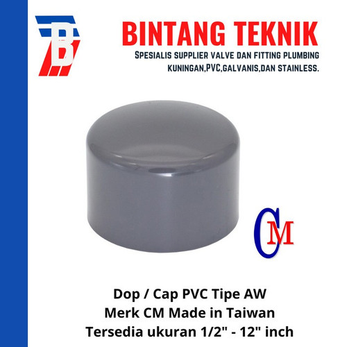 Dop / Cap 12" inch PVC AW Merk CM Taiwan