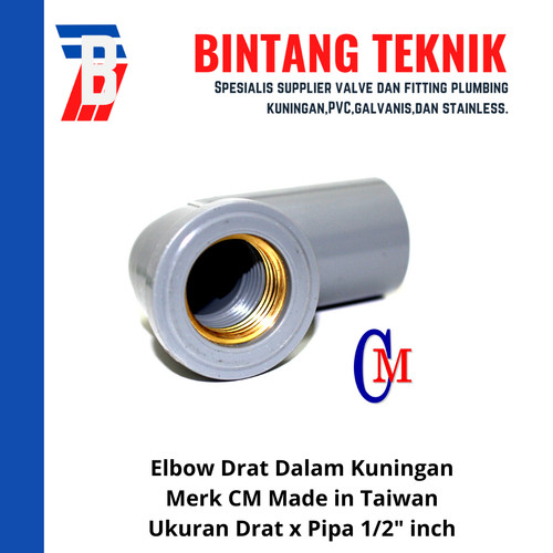 Elbow / Knee 1/2" inch Drat Dalam Kuningan Merk CM Taiwan