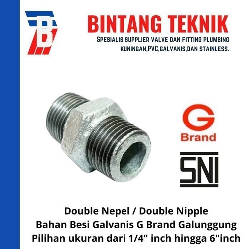 Double Nepel 5" inch Besi Galvanis G Brand Galunggung