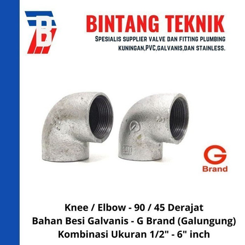 Knee / Elbow 5" inch Besi Galvanis Galungung (G) Brand