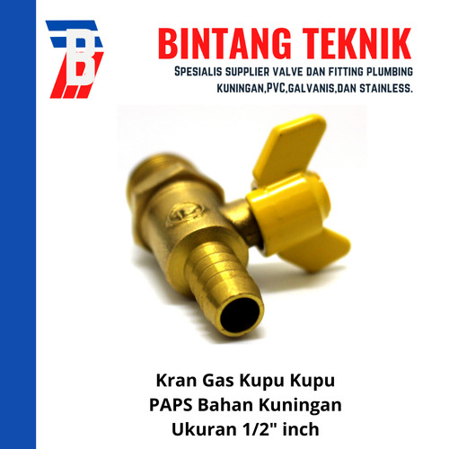 Stop Kran Gas / Valve Gas 1/2" inch Merk Hits Bahan Kuningan