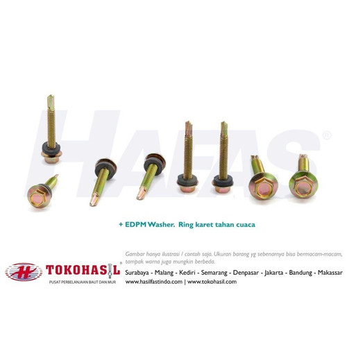 Roofing Screw M5 x 70 - 24T (kuning) | Sekrup Drilling - 1 BOX (300 pcs)