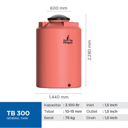 Penguin Toren Tandon Tangki Air General Tank TB 300 3000 Liter