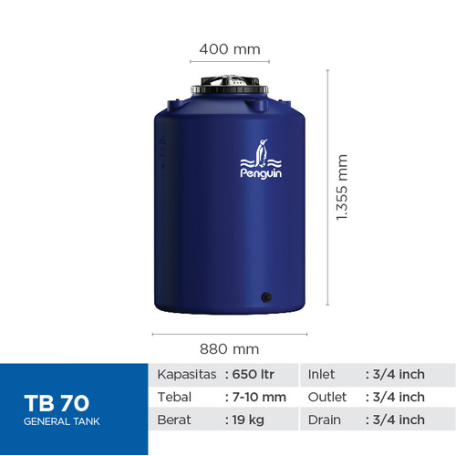 Penguin Toren Tandon Tangki Air General Tank TB 70 700 Liter