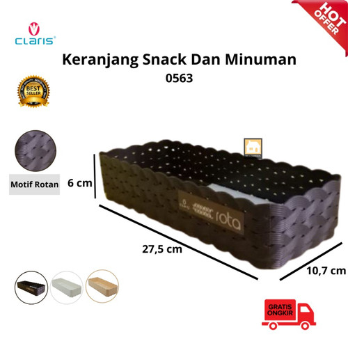 Claris 0563 Keranjang Nampan Tray Anyaman Rota Travessa Panjang