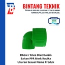 Elbow Drat Dalam PPR Pipa 1" inch (32 mm) x Drat 1" inch Rucika